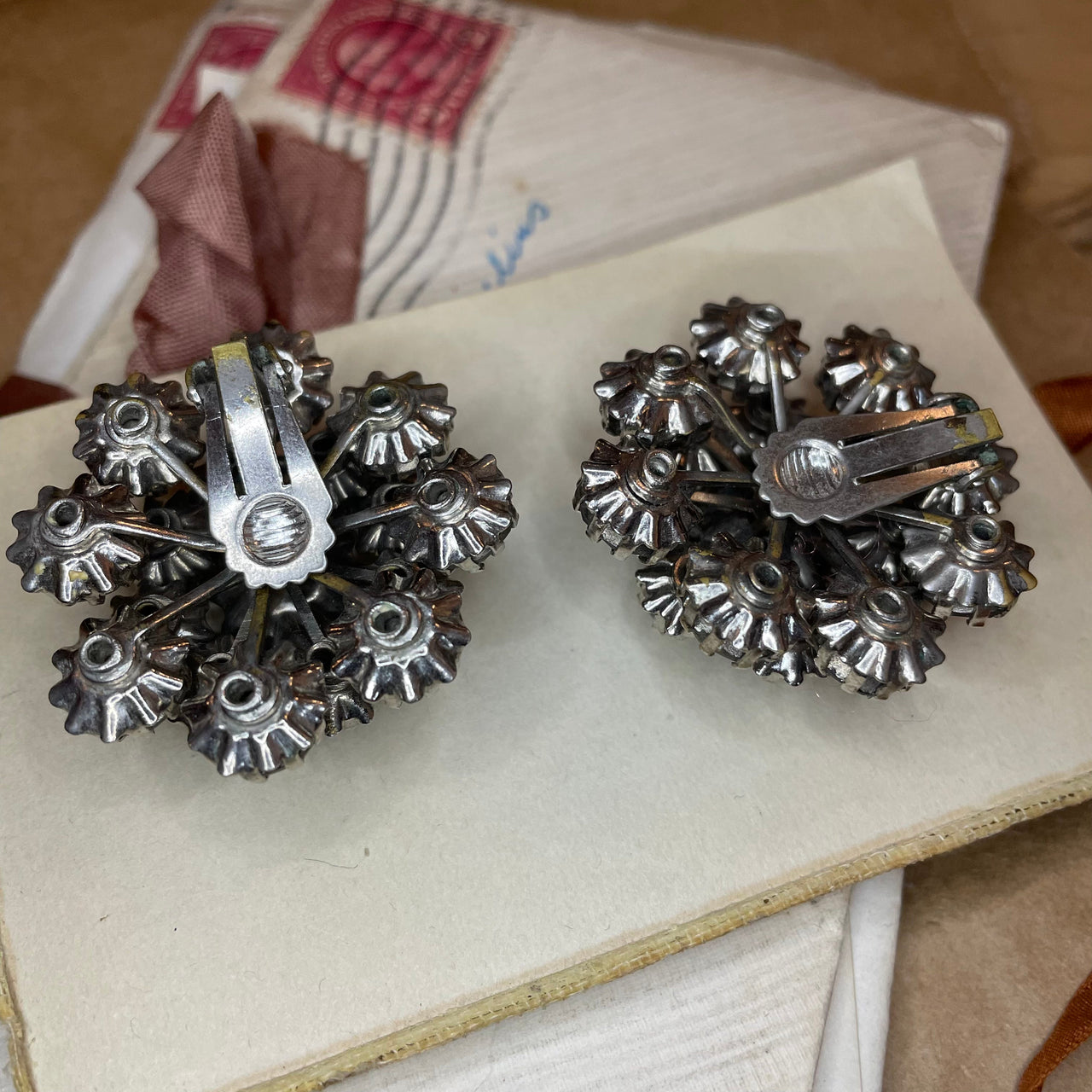 Round Rhinestone Clip Earrings Jewelry Bloomers and Frocks 