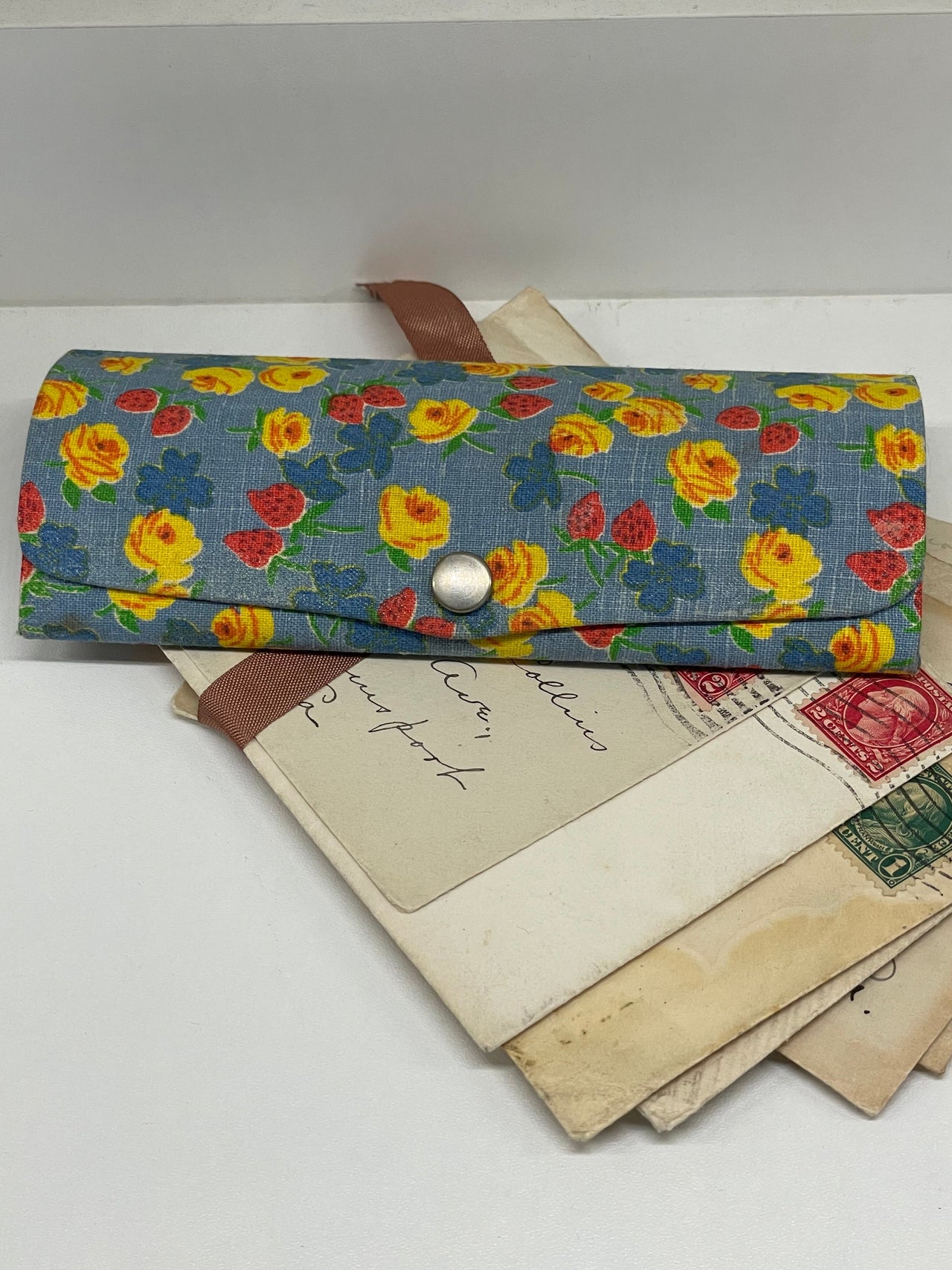 Strawberry and Roses Fabric Glasses Case Bloomers and Frocks 