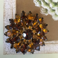 Thumbnail for Three-Dimensional Brown and Amber Rhinestone Brooch Jewelry Bloomers and Frocks 