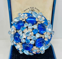 Thumbnail for Vendome Blue Rhinestone Silver Flower Brooch Jewelry Bloomers and Frocks 