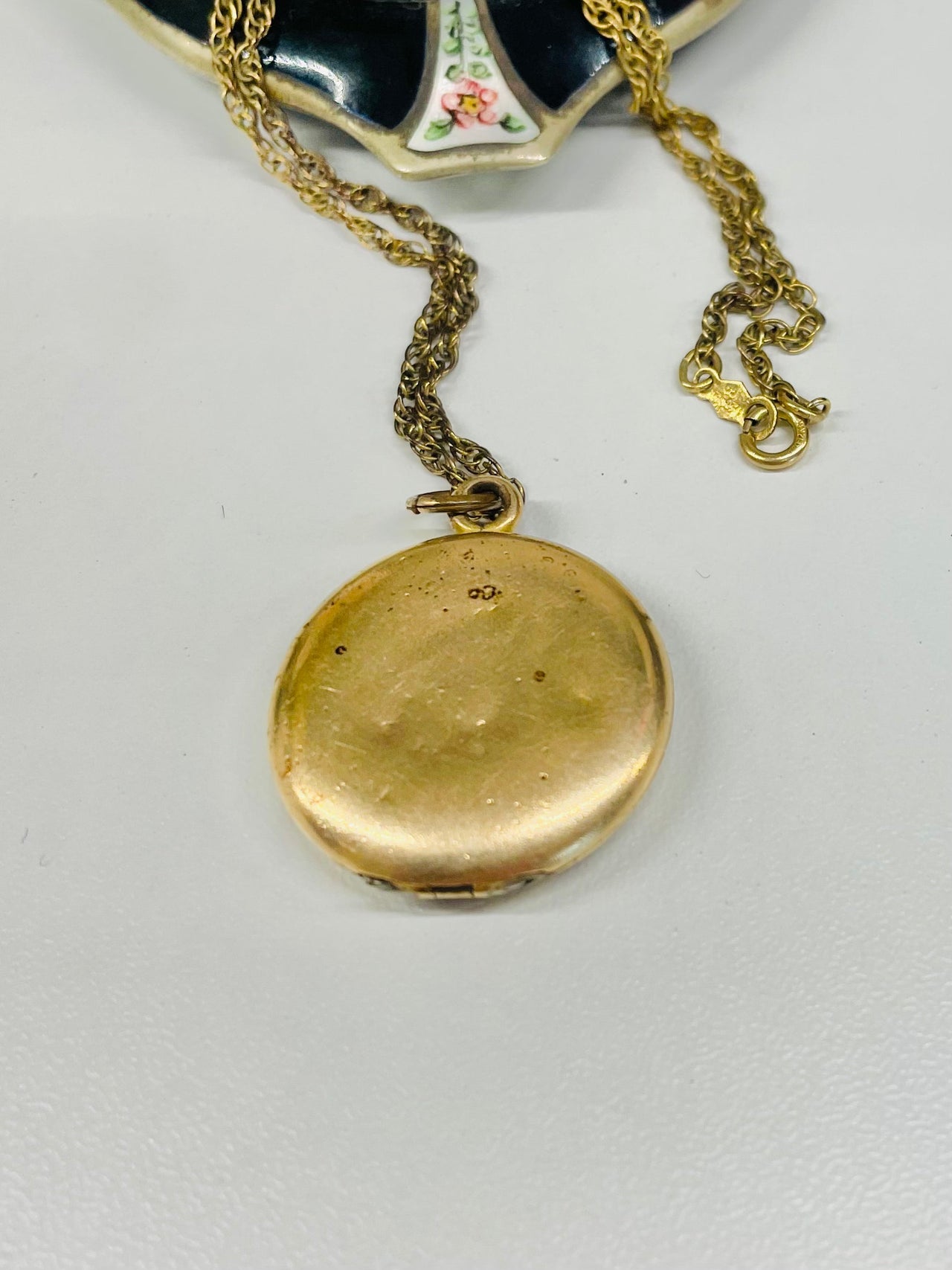 Victorian Gold Fill Round Initial Locket Necklace Jewelry Bloomers and Frocks 