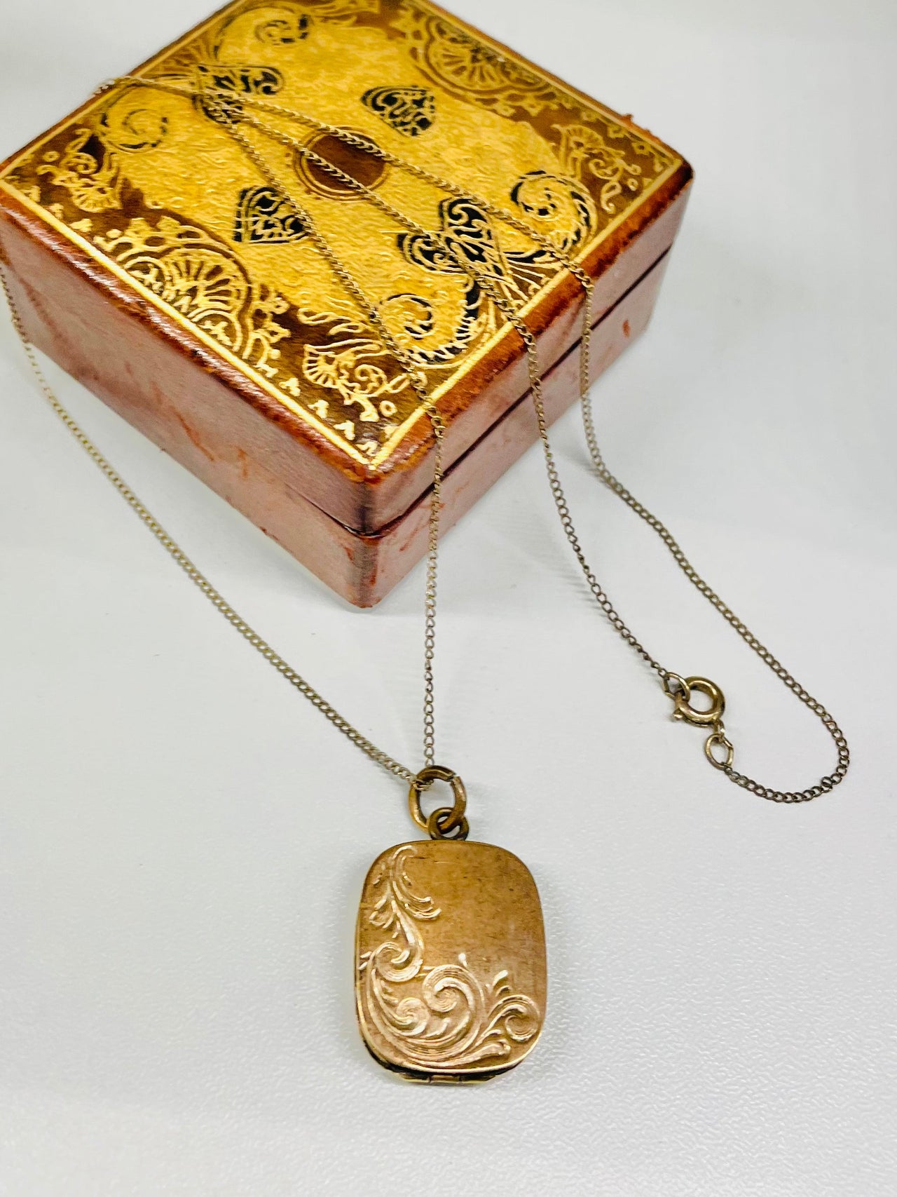 Victorian Square Gold Fill Scroll Engraved Locket Jewelry Bloomers and Frocks 