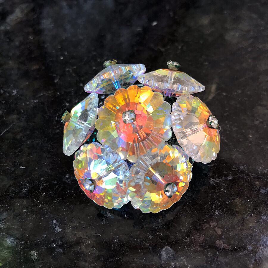 Vintage Dichroic Aura Rhinestone Brooch Jewelry Bloomers and Frocks 