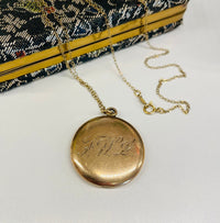 Thumbnail for Vintage Gold Filled Round Engraved Locket Jewelry Bloomers and Frocks 