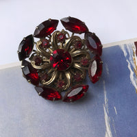Thumbnail for Vintage Round Red Rhinestone Brooch Jewelry Bloomers and Frocks 