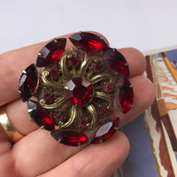 Thumbnail for Vintage Round Red Rhinestone Brooch Jewelry Bloomers and Frocks 